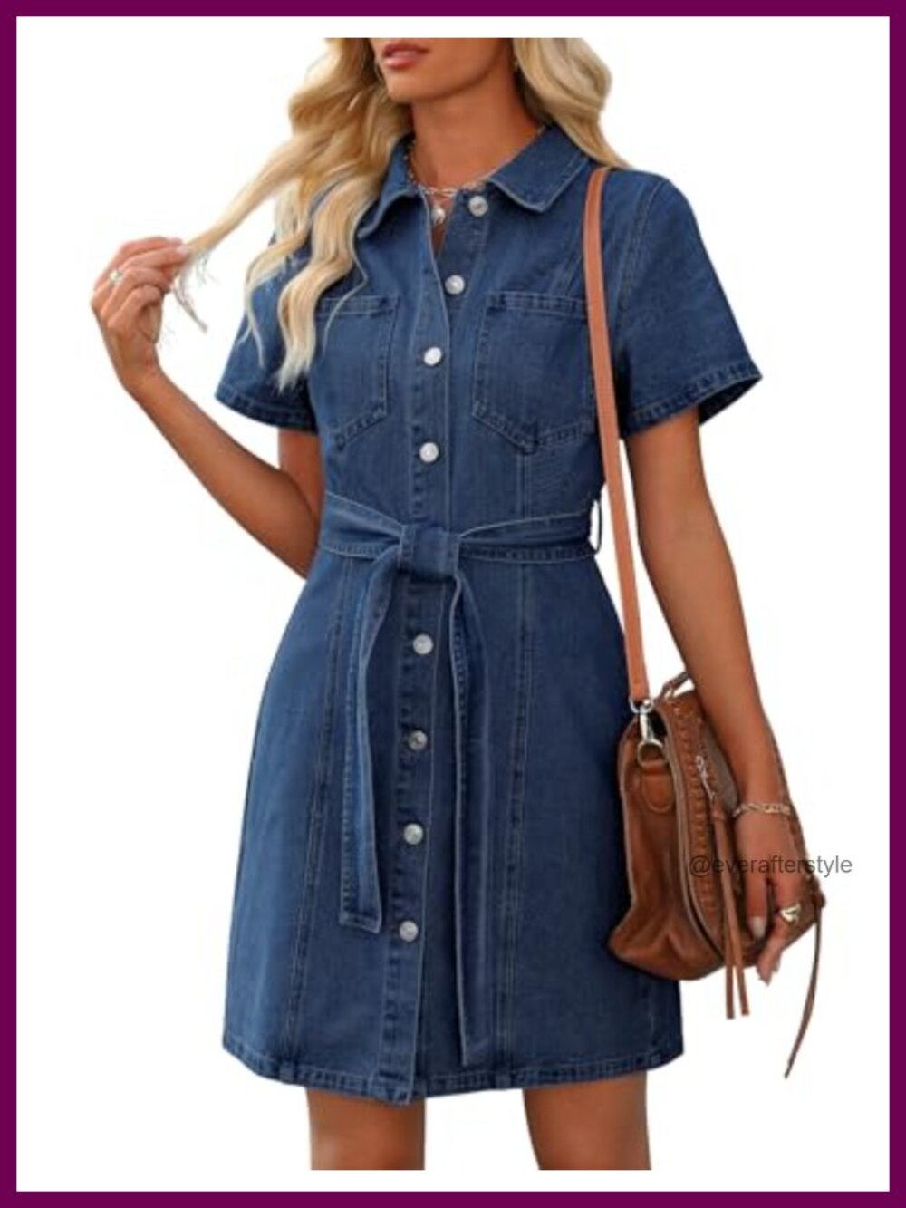 Denim Shirt Dress with Pockets Western Casual